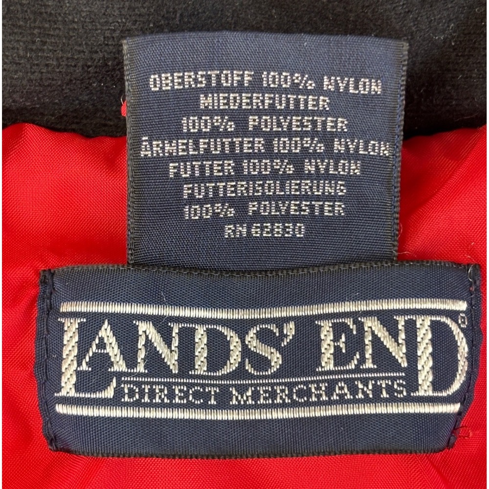 Lands End Vintage Squall Parka Jacket Off White Red Liner L 14-16 Regular